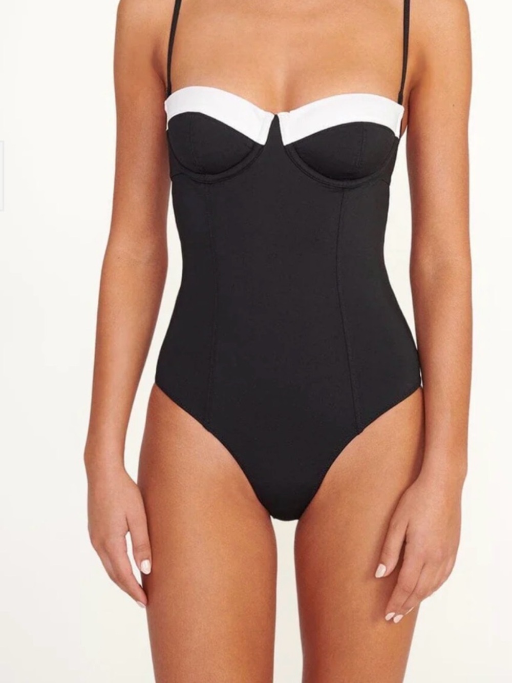 STAUD Black with White Trim Underwire One-Piece Swimsuit